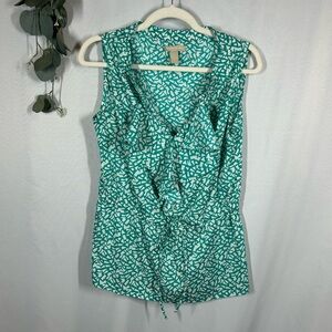 Banana Republic | Teal White Tank Top Blouse Career Wear Women’s Size Small